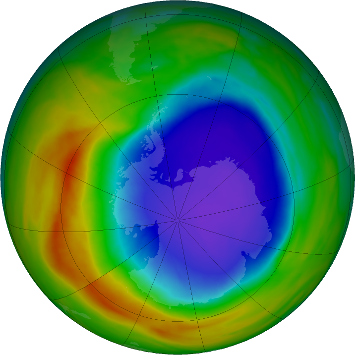 Antarctic ozone map for 18 October 2023